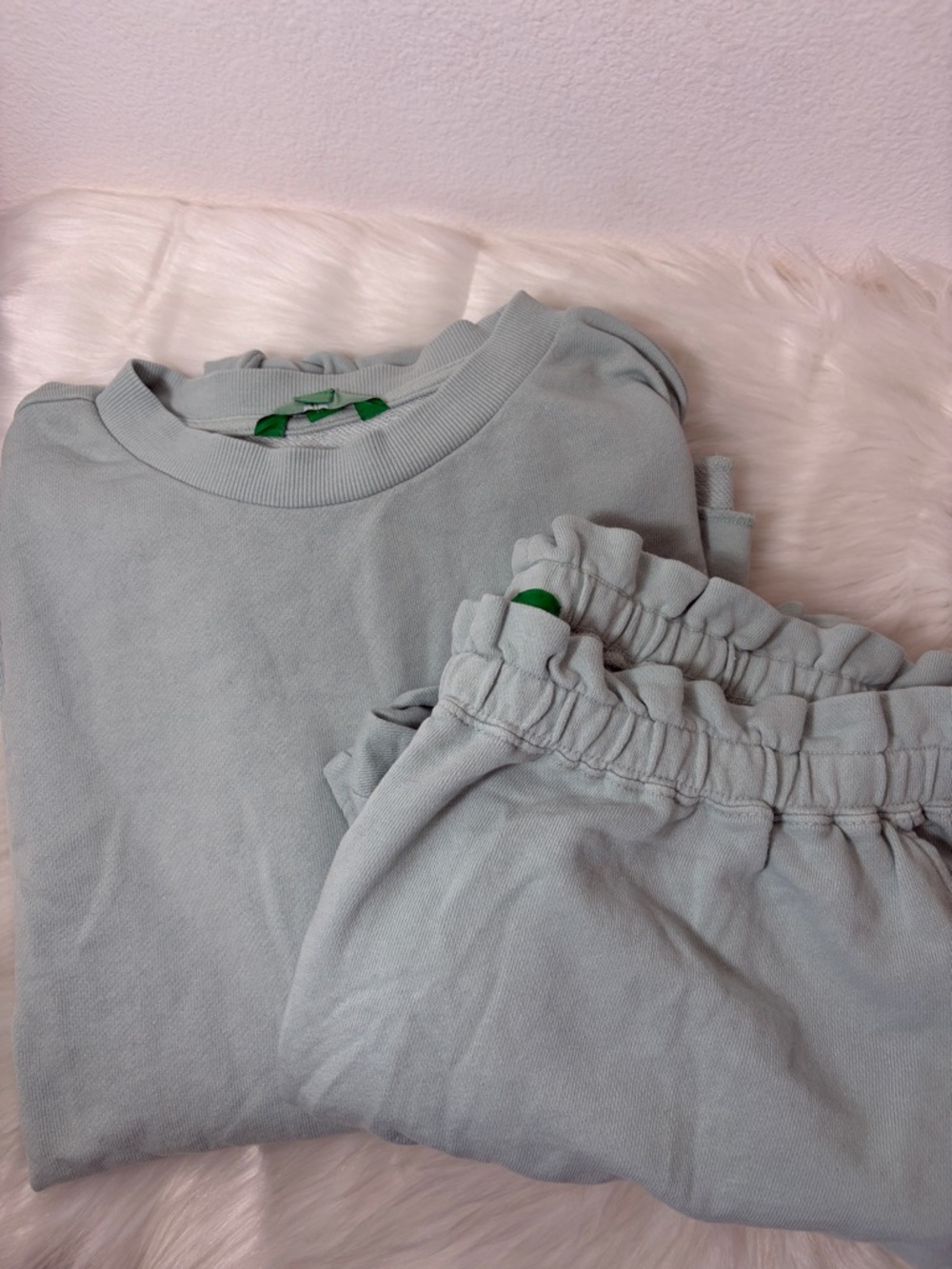 Set Dip Green Casual Shorts Sweatshirt